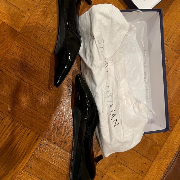 Stuart Weitzman designer black Patent Kitten-Heel Pumps size 10 - Picture 8 of 11